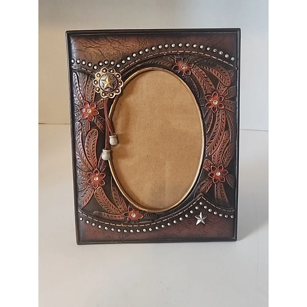 Rainbow‎ Inc. Western Floral Cowboy Resin Stylized Picture Frame Free Standing